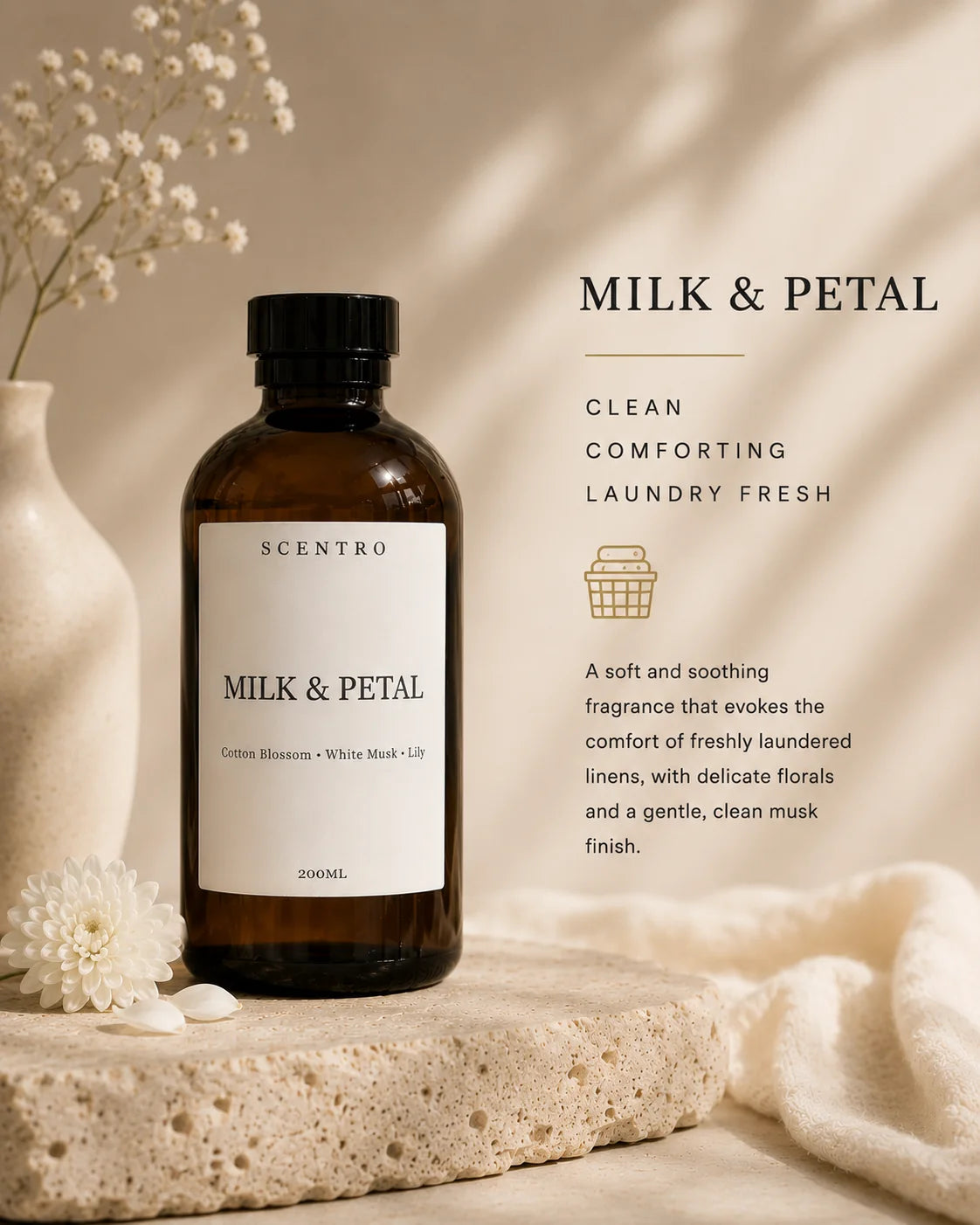 Milk & Petal – Luxury Waterless Diffuser Oil | 200ml