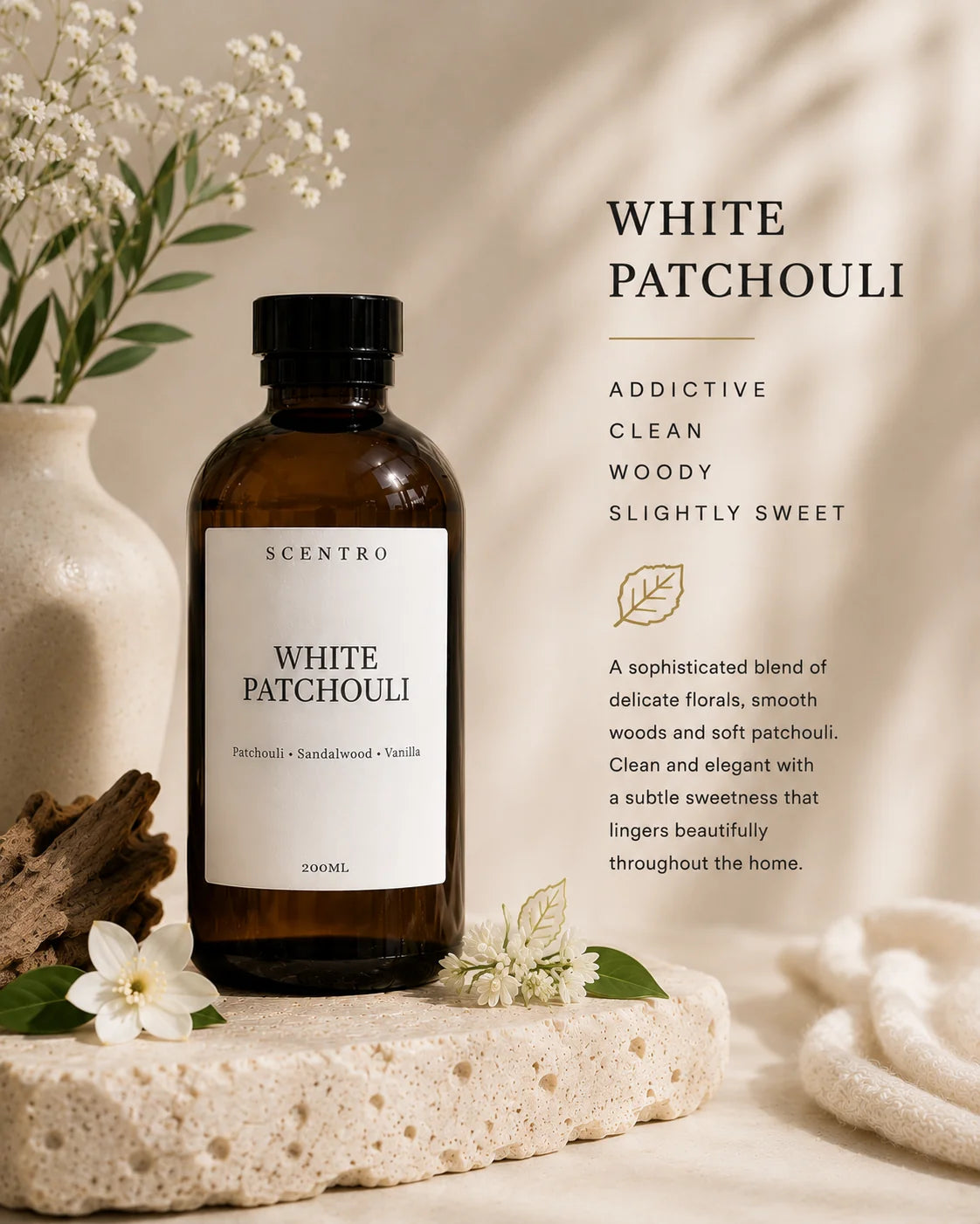 White Patchouli – Luxury Waterless Diffuser Oil | 200ml